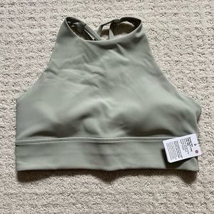 Lululemon energy bra high neck long line *ribbed size 10 in green fern